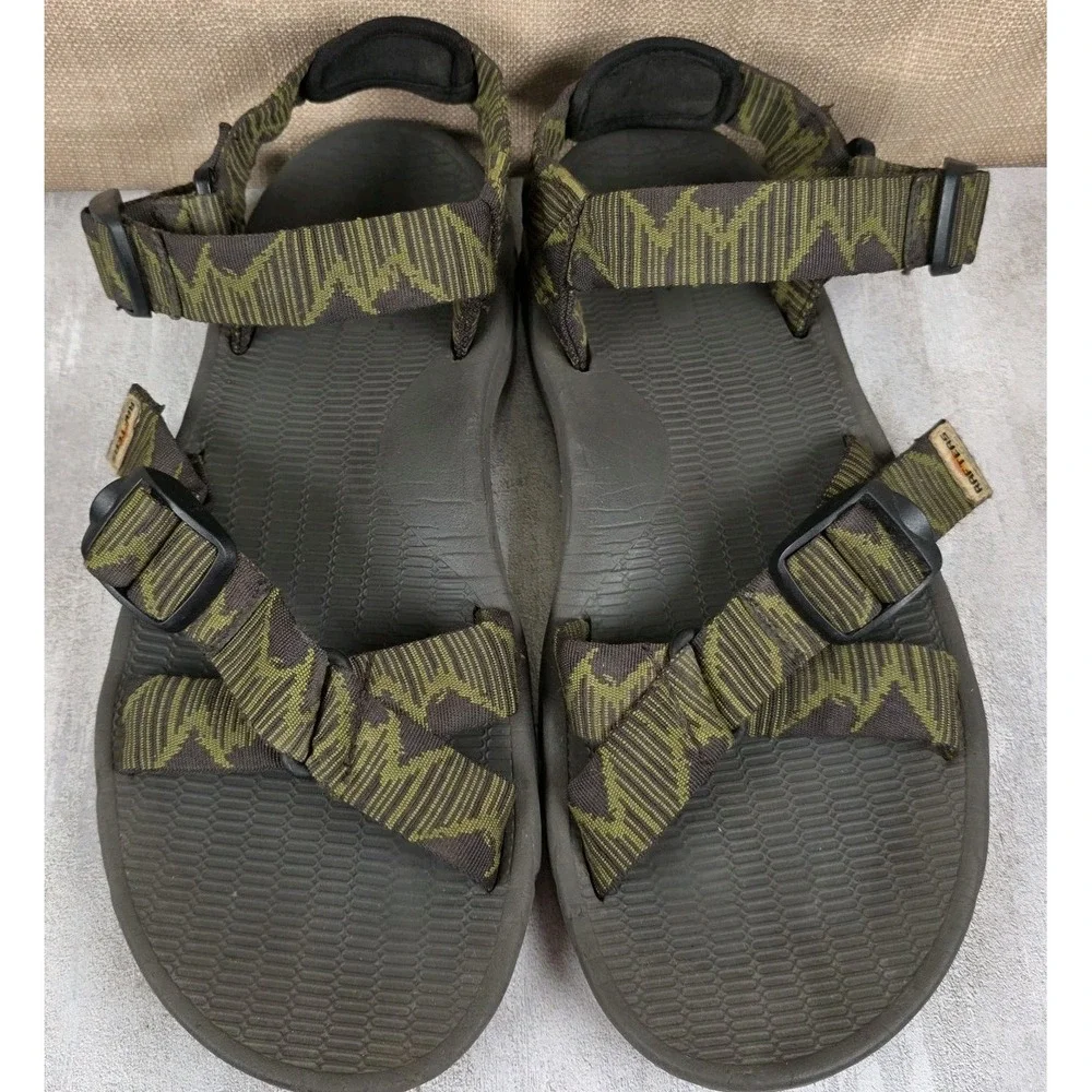 Rafters Stillwater Mountains Eco Green Camo Fabric Open Toe Sandals Men's Sz 10M